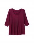 3/4-Arm-Shirt mit Kellerfalte weinrot