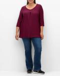 3/4-Arm-Shirt mit Kellerfalte weinrot