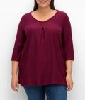 3/4-Arm-Shirt mit Kellerfalte weinrot
