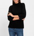3/4 Arm-Stehkragenpullover schwarz