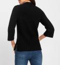 3/4 Arm-Stehkragenpullover schwarz