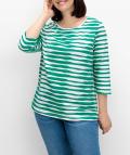 3/4-Arm-Streifenshirt grün-ecru