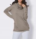 3-Tlg.Set Strickshirt+Top+Schal taupe