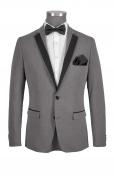 4Tlg-Designer-Herren-Anzug grau-schwarz