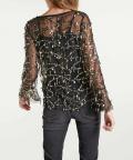 Abend-Netzshirt mit Top schwarz-gold