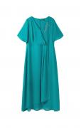 Abendkleid in Wickeloptik mit Perlenstickerei smaragd Gr. 56