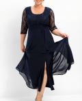 Abendkleid mitSpitze und Pailletten marine