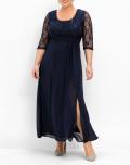 Abendkleid mitSpitze und Pailletten marine