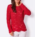 Ajourmuster-Lyocell-Pullover erdbeere