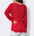 Ajourmuster-Lyocell-Pullover erdbeere