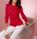 Ajourmuster-Lyocell-Pullover erdbeere