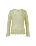 Ajourpullover mit Glanzgarn lindgrün