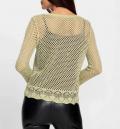 Ajourpullover mit Glanzgarn lindgrün