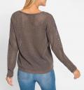 Ajourpullover mit Glitzersteinchen taupe