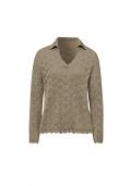 Ajourpullover mit Polokragen sesam