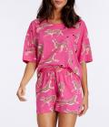 Allover-Animalprint-Shorty pink-gemustert