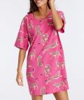 Allover-Animalprint-Sleepshirt pink-gemustert