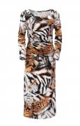 Animalprint-Jerseykleid camel-bunt