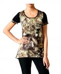 Animalprint-Shirt schwarz-goldfarben