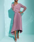 Asymmetrischer-Satin-Plisseerock mauve