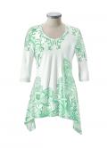 Asymmetrisches Designer-Shirt weiß-mint