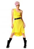 Asymmetrisches Marken-Kleid gelb
