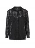 Ausbrenner-Bluse mitTop schwarz-gemustert