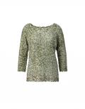 Bändchengarn-Pullover ecru-khaki