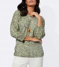 Bändchengarn-Pullover ecru-khaki