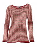 Bändchengarn-Pullover rot-beige