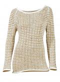 Bändchengarn-Pullover weiß-beige