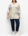 Batikoptik-Longbluse hellbeige-blau