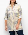 Batikoptik-Longbluse hellbeige-blau