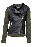 Bikerjacke oliv-schwarz