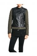 Bikerjacke oliv-schwarz