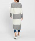 Blockstreifen-Strickmantel steingrau-ecru