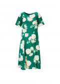 Blumen-Druckkleid grün-ecru