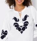 Bluse mit Ornament-Applikation weiß-schwarz