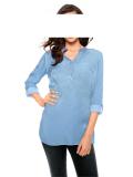 Bluse mit Pailletten hellblau Gr. 40