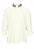 Bluse mit Perlen-Stickerei ecru