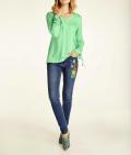 Bluse mit Raffungen mint