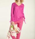 Bluse mit Raffungen pink