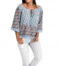 Bluse mit Spitze blau-bunt
