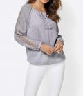 Bluse mit Spitze grau