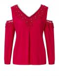 Bluse mit Spitze rot