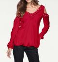 Bluse mit Spitze rot