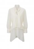 Bluse mit Volants am Saum sand