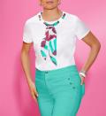 Bluse mit abnehmbare Stoffband weiß