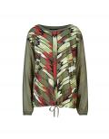 Bluse mitBindeband khaki-rostrot-bedruckt