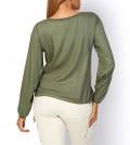 Bluse mitBindeband khaki-rostrot-bedruckt